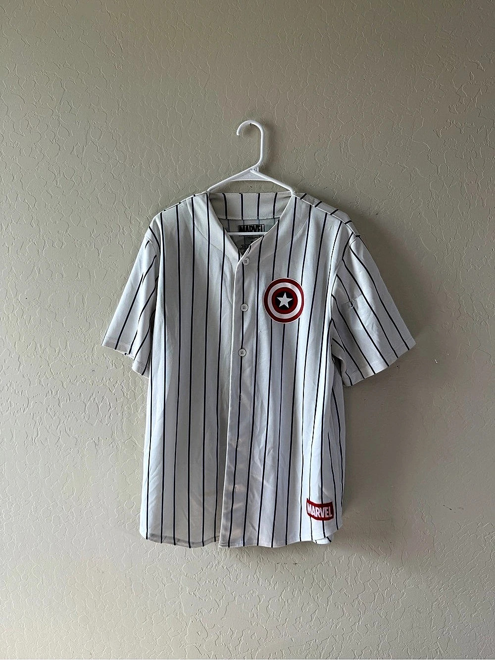 Marvel Captain America Steve Rogers 41 Pinstripe Baseball Jersey Steve Rogers 41